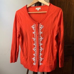Merona Coral/Papaya Embellish 3/4 Sleeve Cardigan